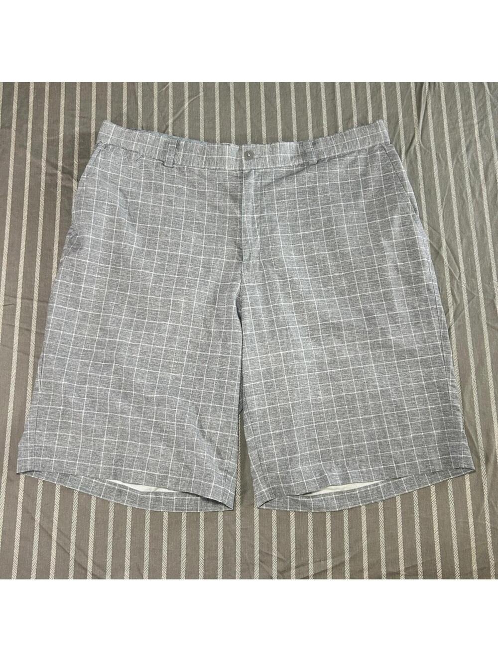 Nike Shorts Mens 38 Grey Golf Dri Fit Fairway Plaid Tour Performance Flat Front